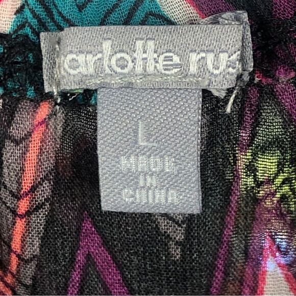Charlotte Russe Pink and Blue Flutter Sleeve Blouse - Picture 3 of 3